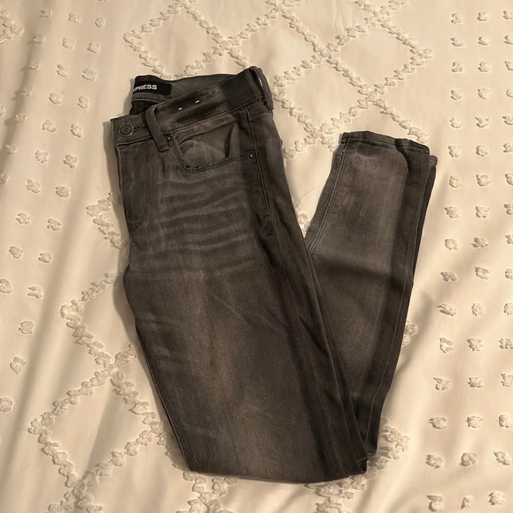 Express gray skinny jeans
